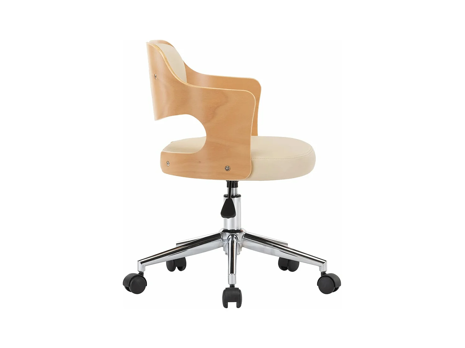 Chaise pivotante de bureau Crème Bois courbé et similicuir