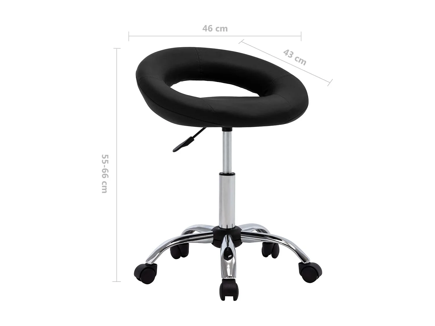 Chaise de travail roulante Noir Similicuir