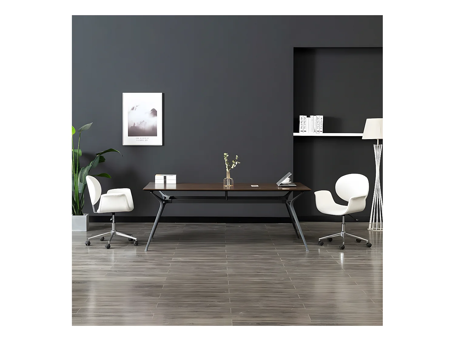 Chaise pivotante de bureau Blanc Similicuir