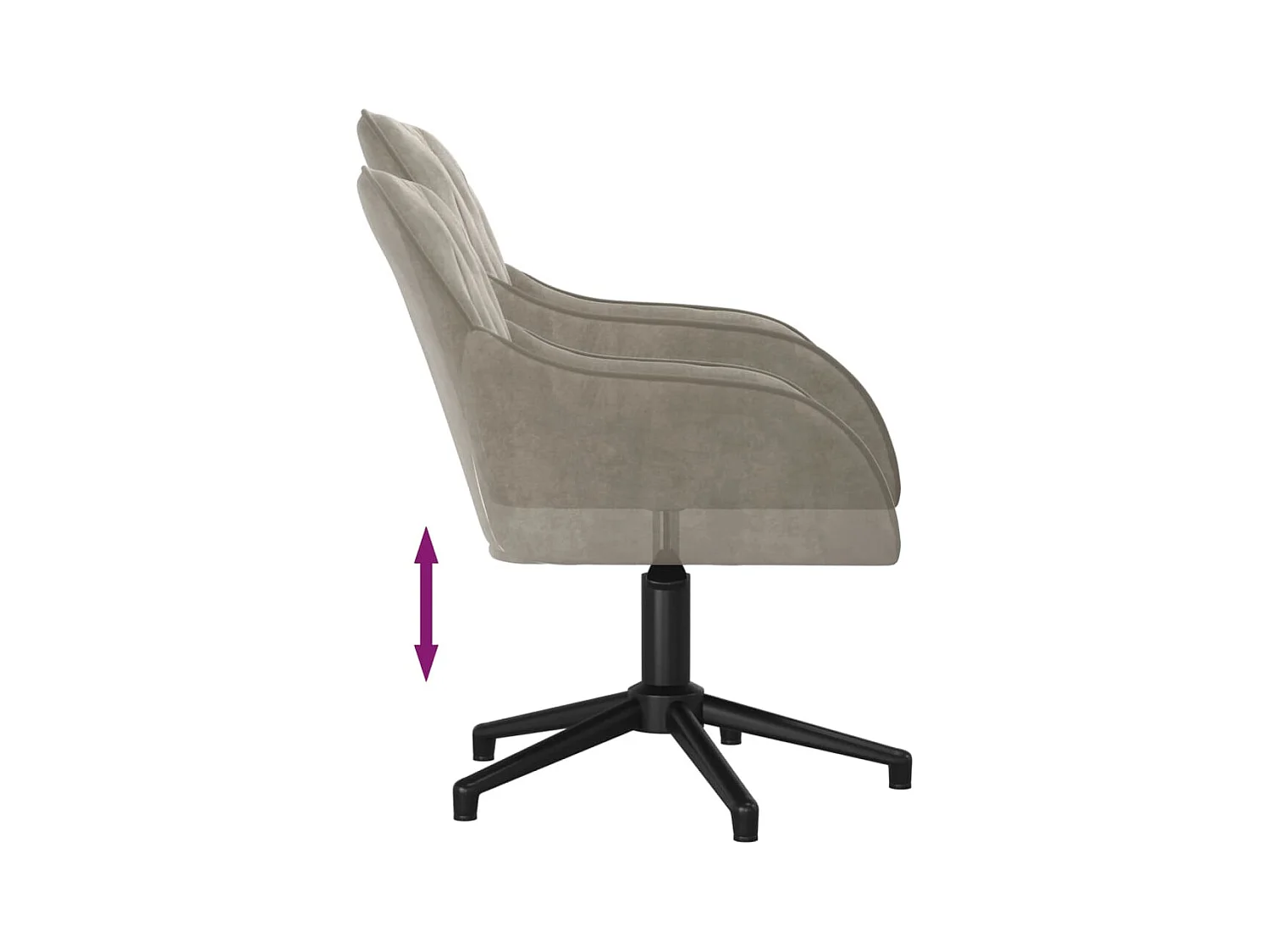 Chaise pivotante de bureau Gris clair Velours