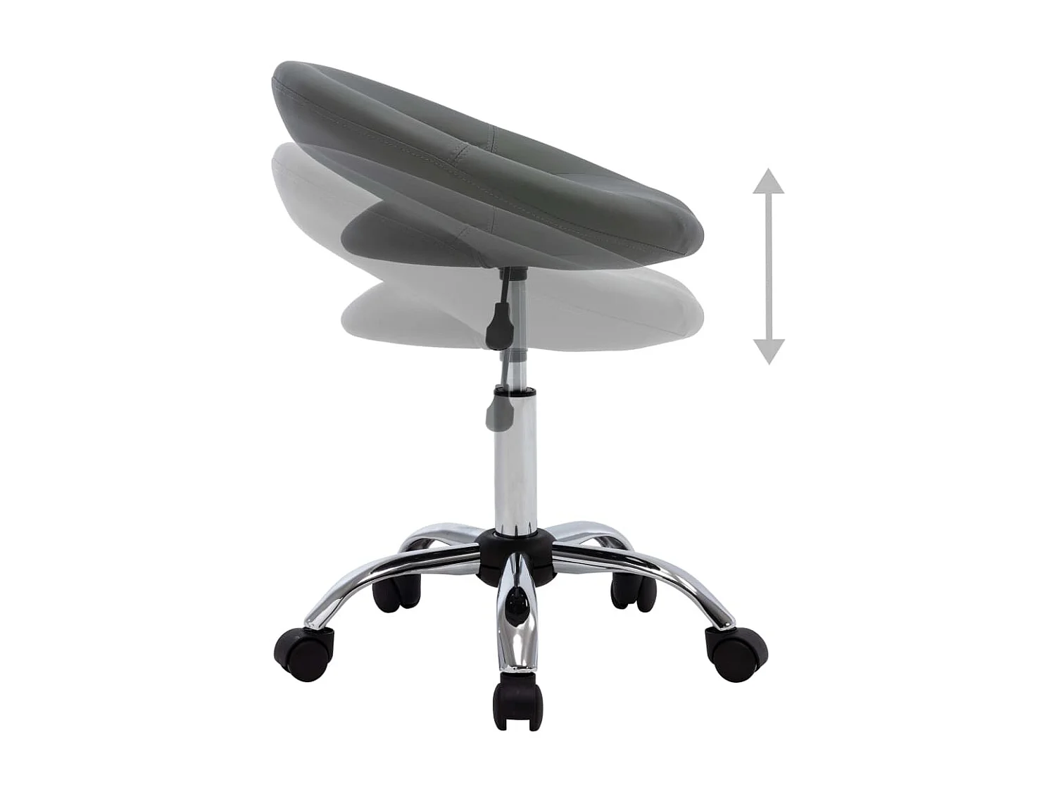 Cadeira de trabalho com rodas couro artificial cor cinzento