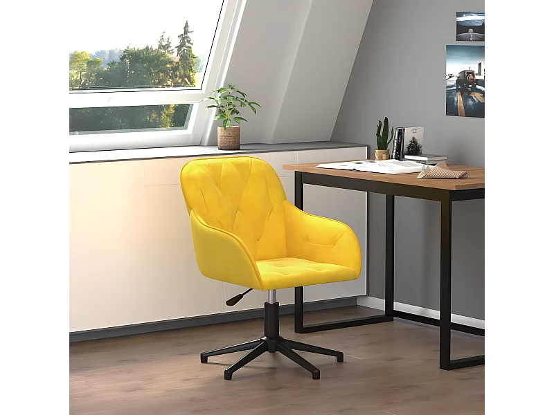 Chaise pivotante de bureau Jaune Velours