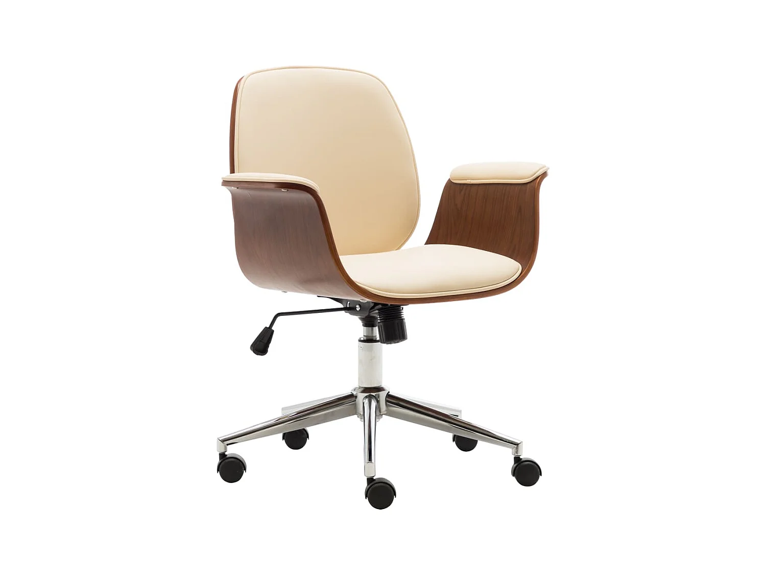 Chaise de bureau Crème Bois courbé et similicuir