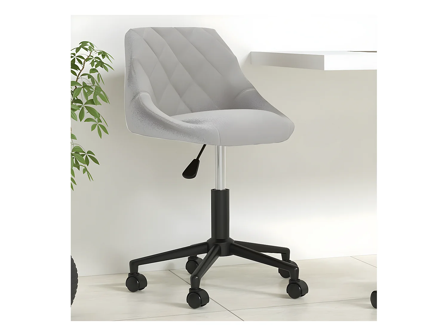 Chaise pivotante de bureau Gris clair Velours
