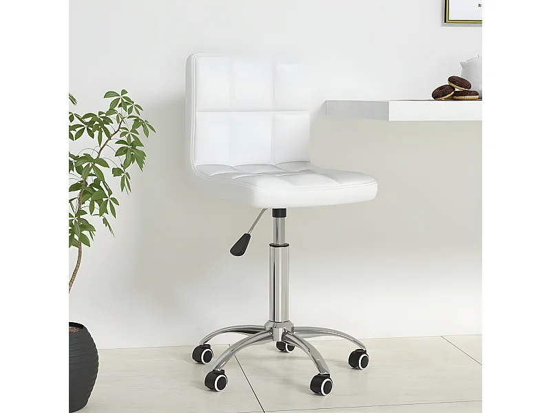 Silla de oficina giratoria de cuero sintético blanco