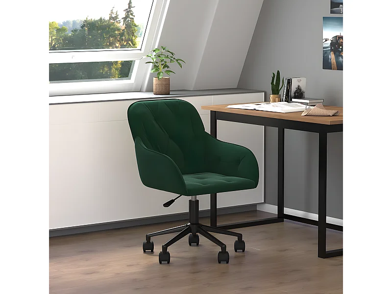 Chaise pivotante de bureau Vert foncé Velours