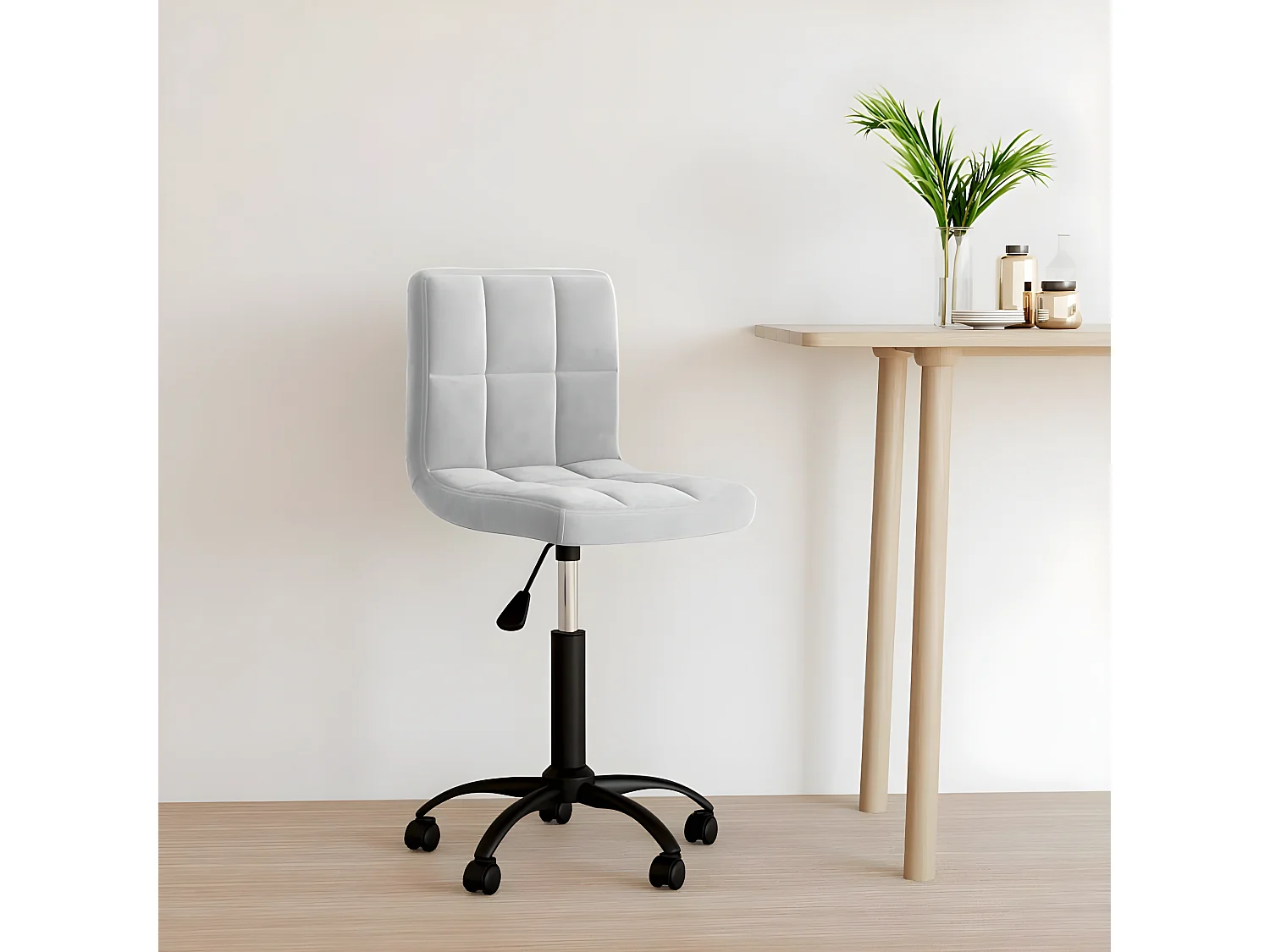 Chaise pivotante de bureau Gris clair Velours