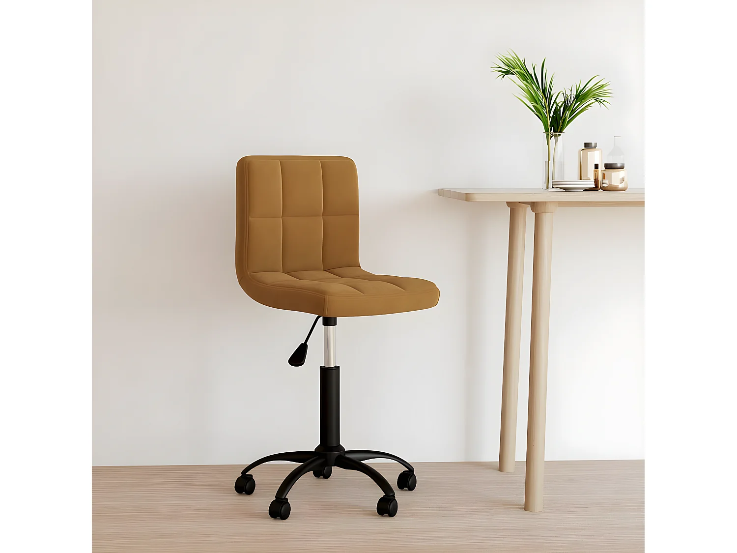 Silla de oficina giratoria de terciopelo marrón