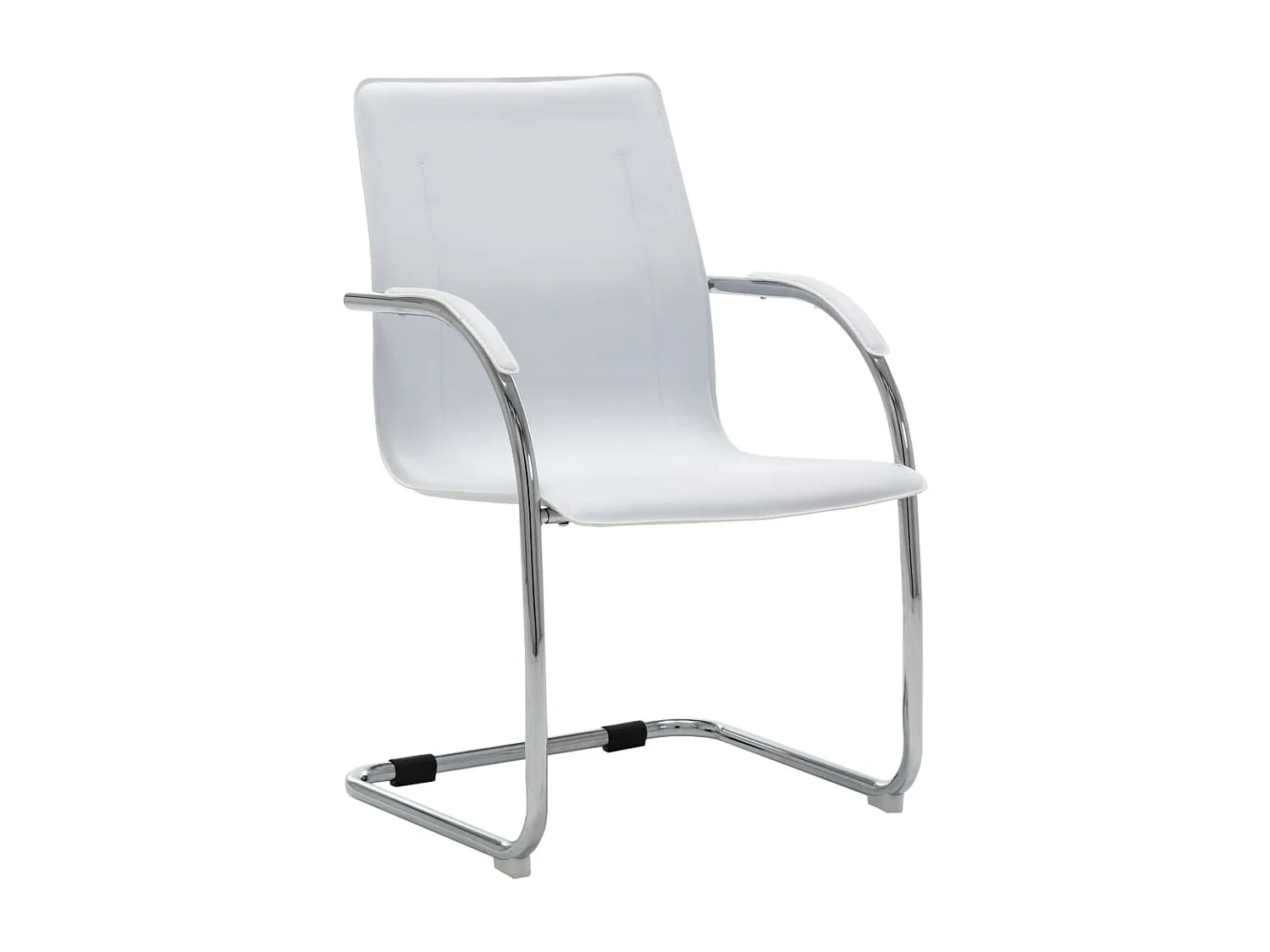 Silla de oficina voladiza de cuero sintético blanco