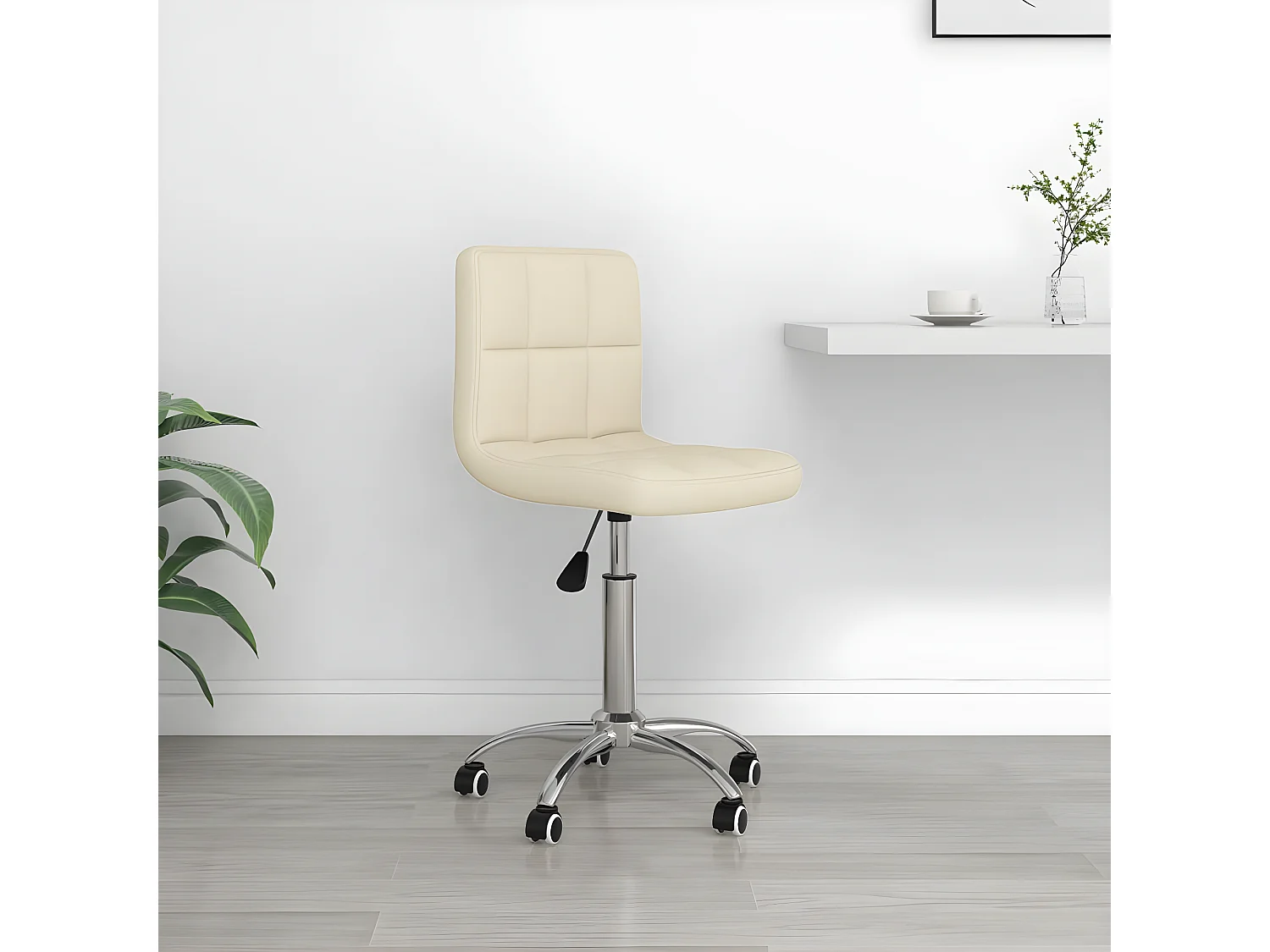 Kantoorstoel draaibaar stof crèmekleurig