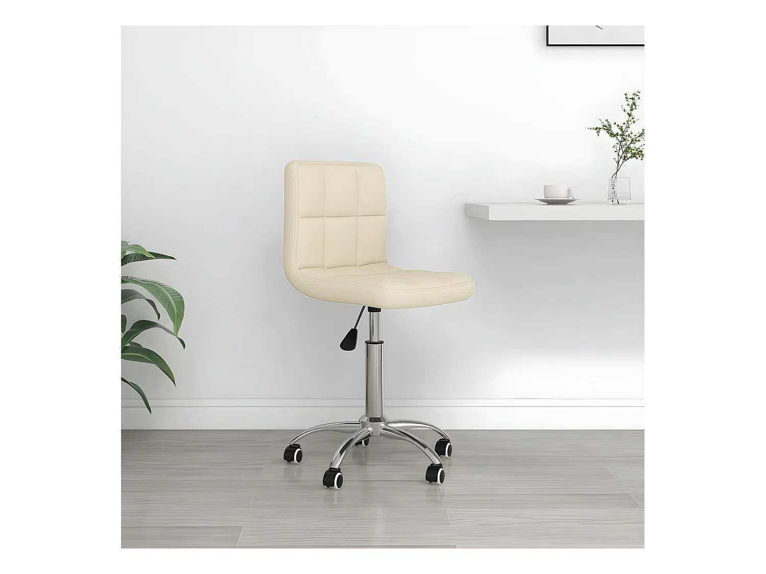 Chaise pivotante de bureau Crème Tissu