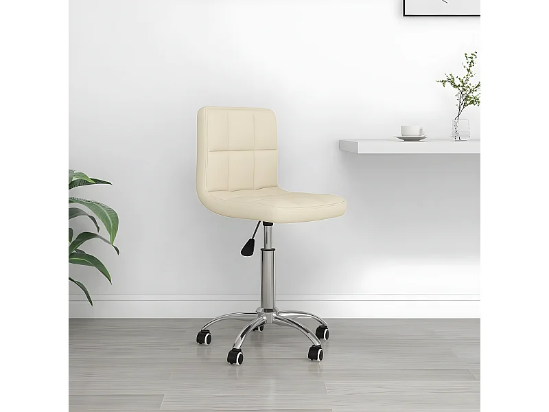 Chaise pivotante de bureau Crème Tissu