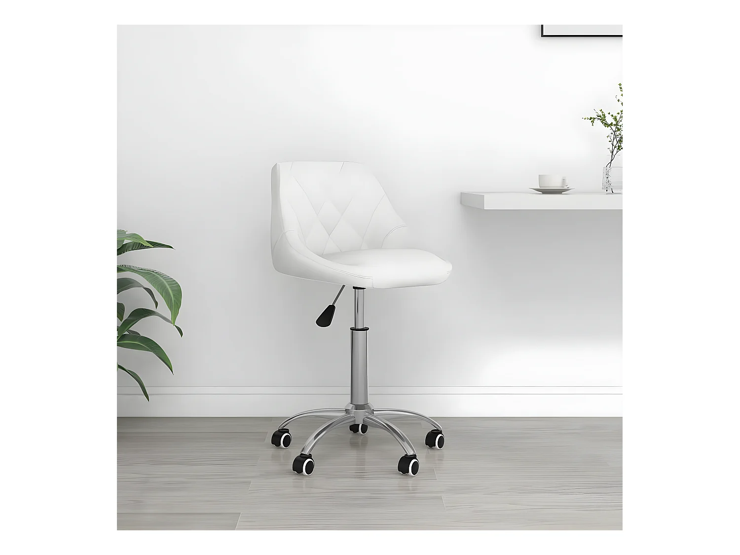 Chaise pivotante de bureau Blanc Similicuir