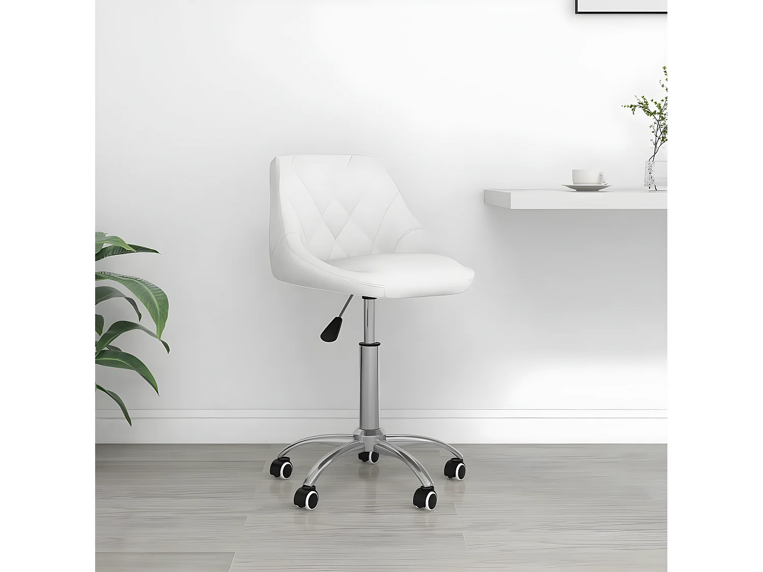 Chaise pivotante de bureau Blanc Similicuir