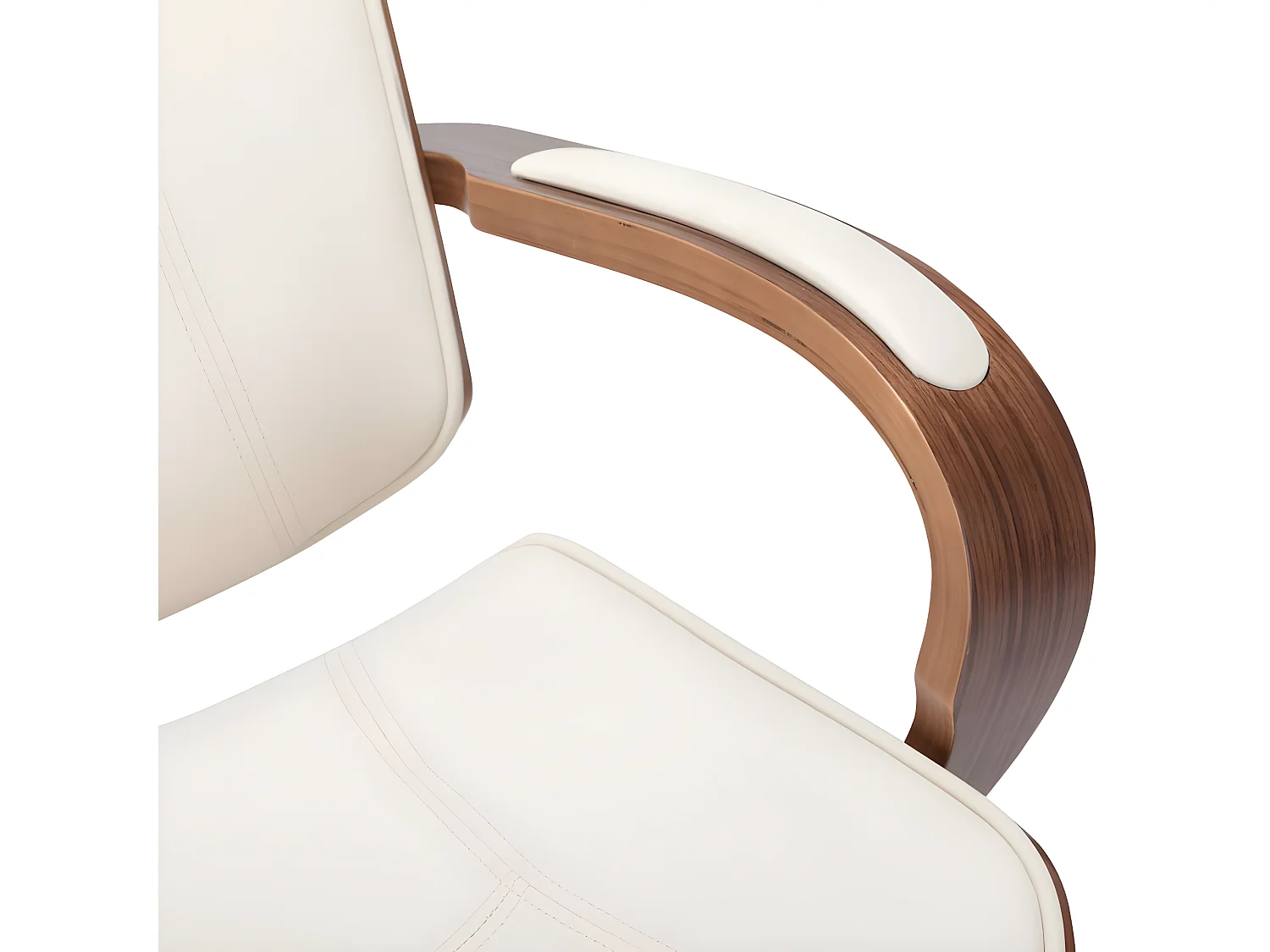 Chaise de bureau avec appuie-tête Crème Similicuir et bois