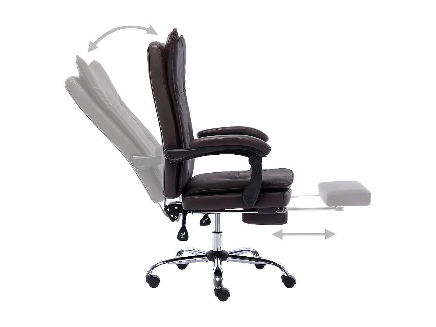 Cadeira de escritório couro artificial castanho