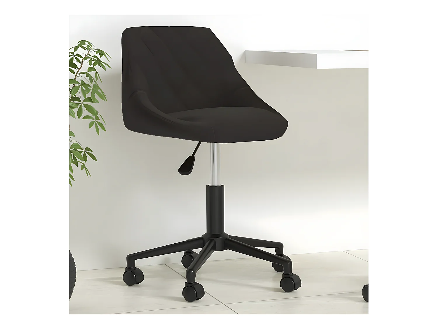 Silla de oficina giratoria de terciopelo negro