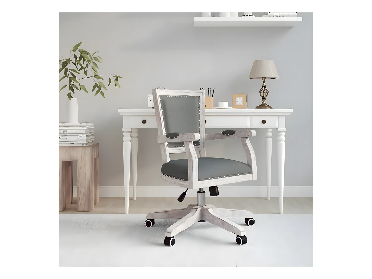 Chaise pivotante de bureau Gris foncé Tissu