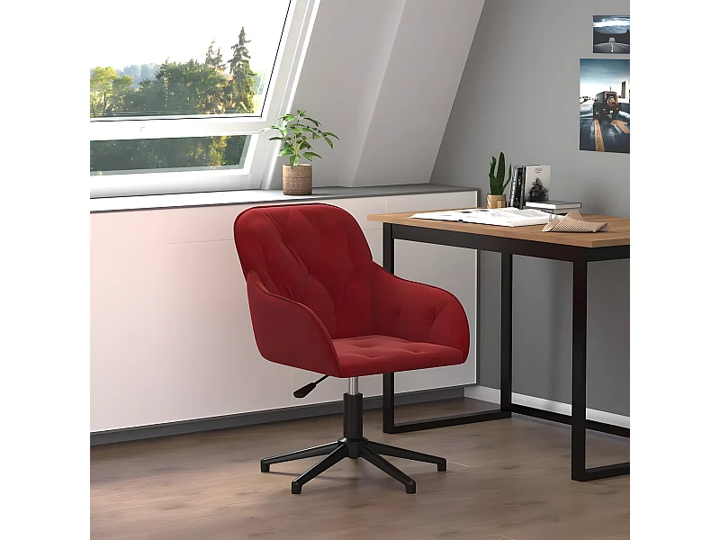 Chaise pivotante de bureau Rouge bordeaux Velours