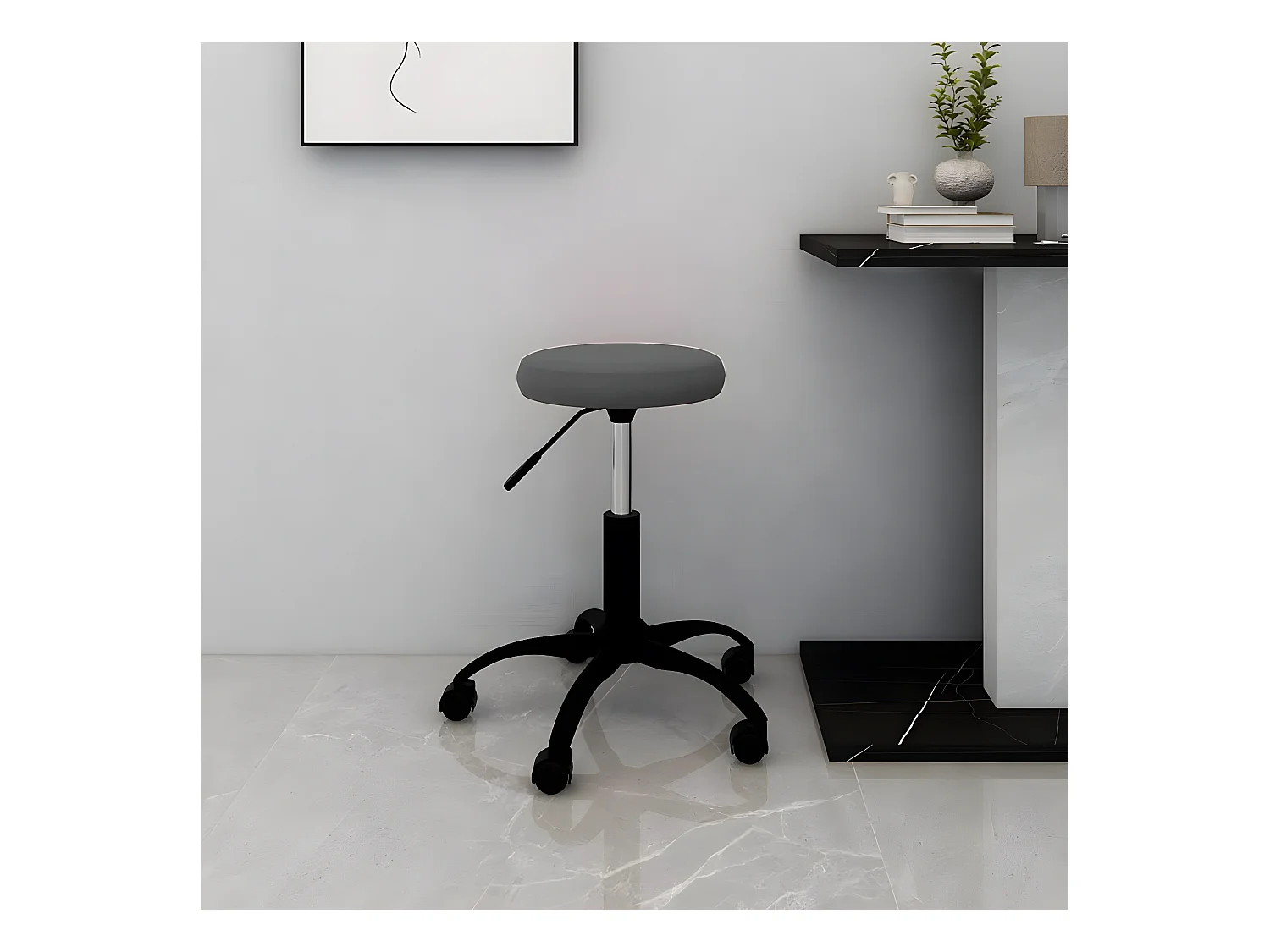 Chaise pivotante de bureau Gris foncé Velours