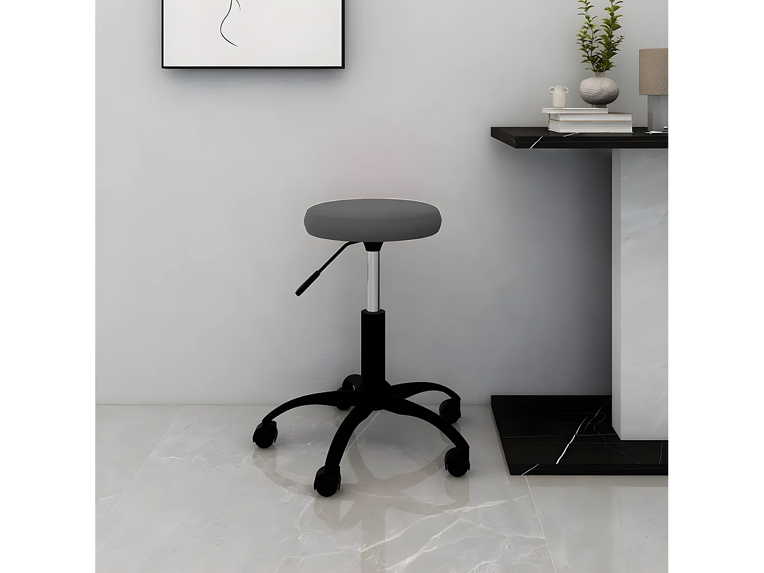 Chaise pivotante de bureau Gris foncé Velours