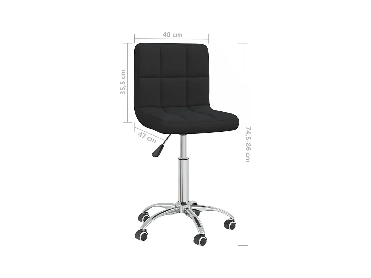 Chaise pivotante de bureau Noir Tissu