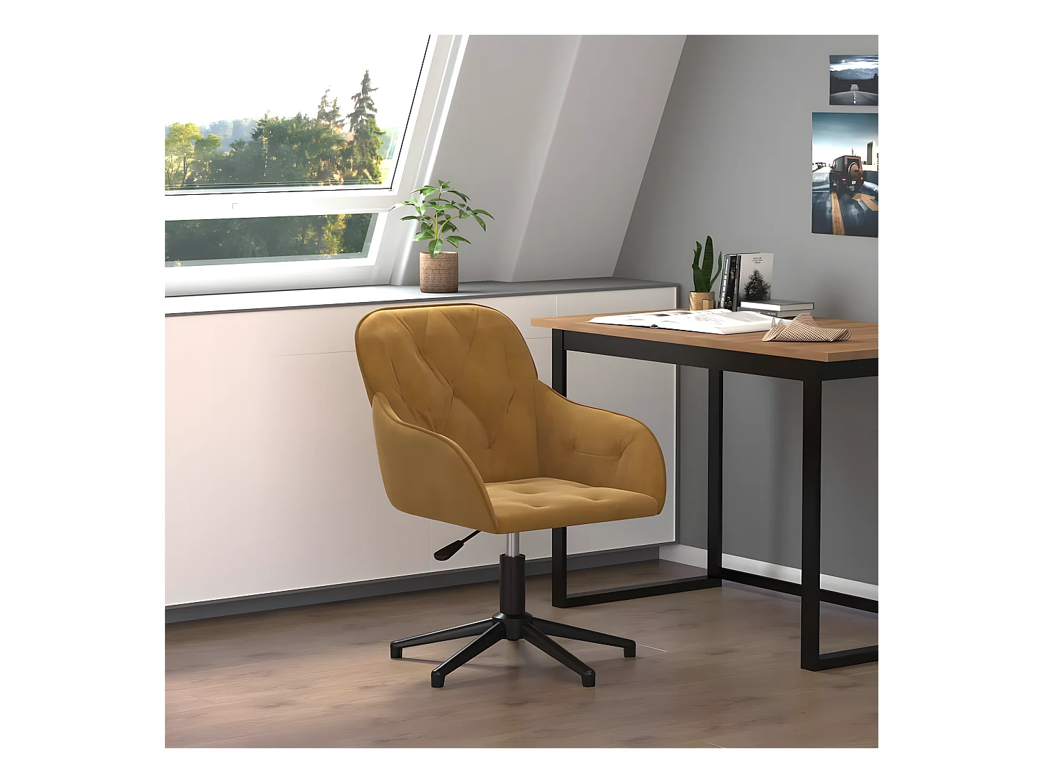 Chaise pivotante de bureau Marron Velours