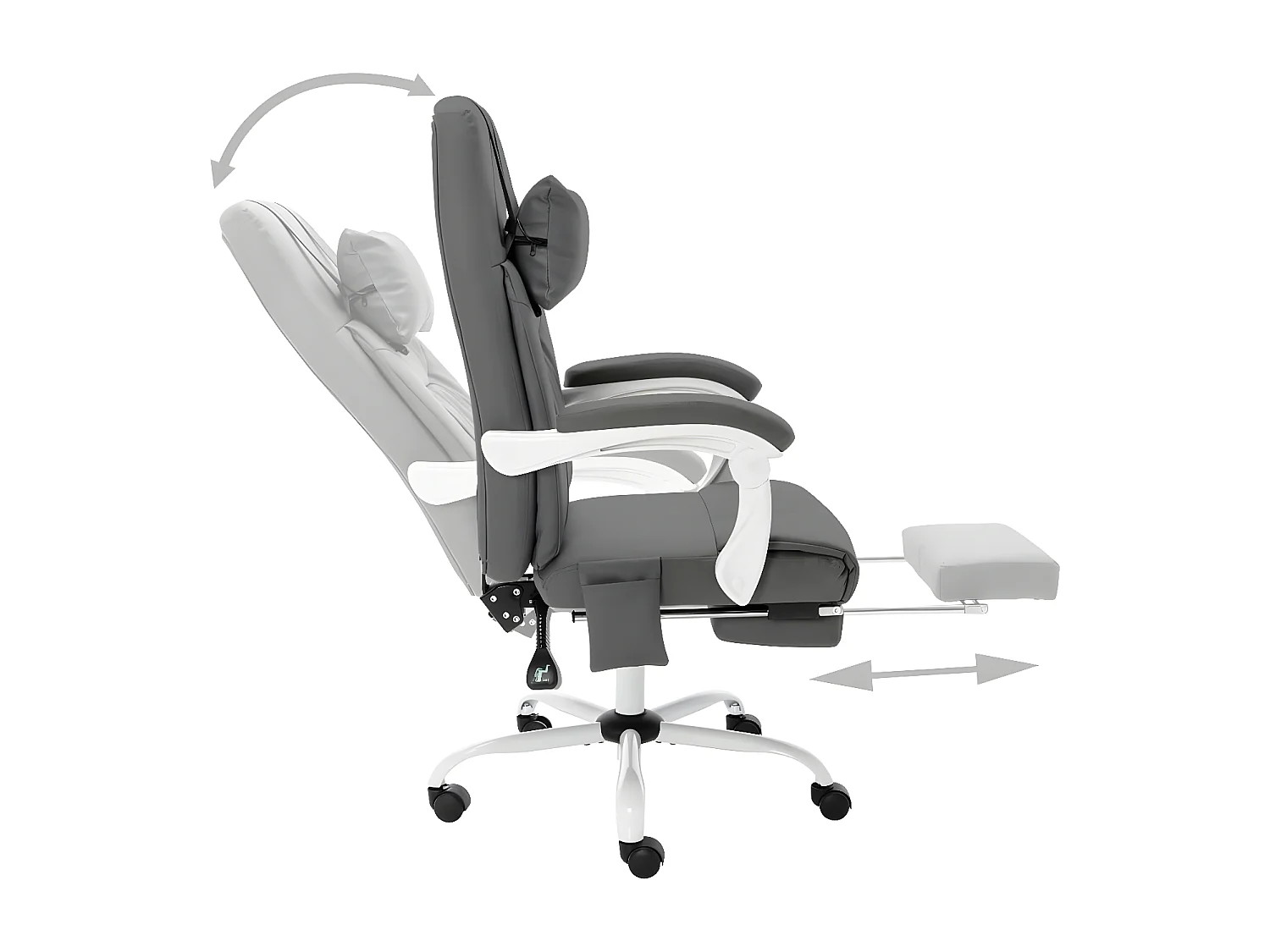 Cadeira escritório c/ função massagem couro artificial cinzento