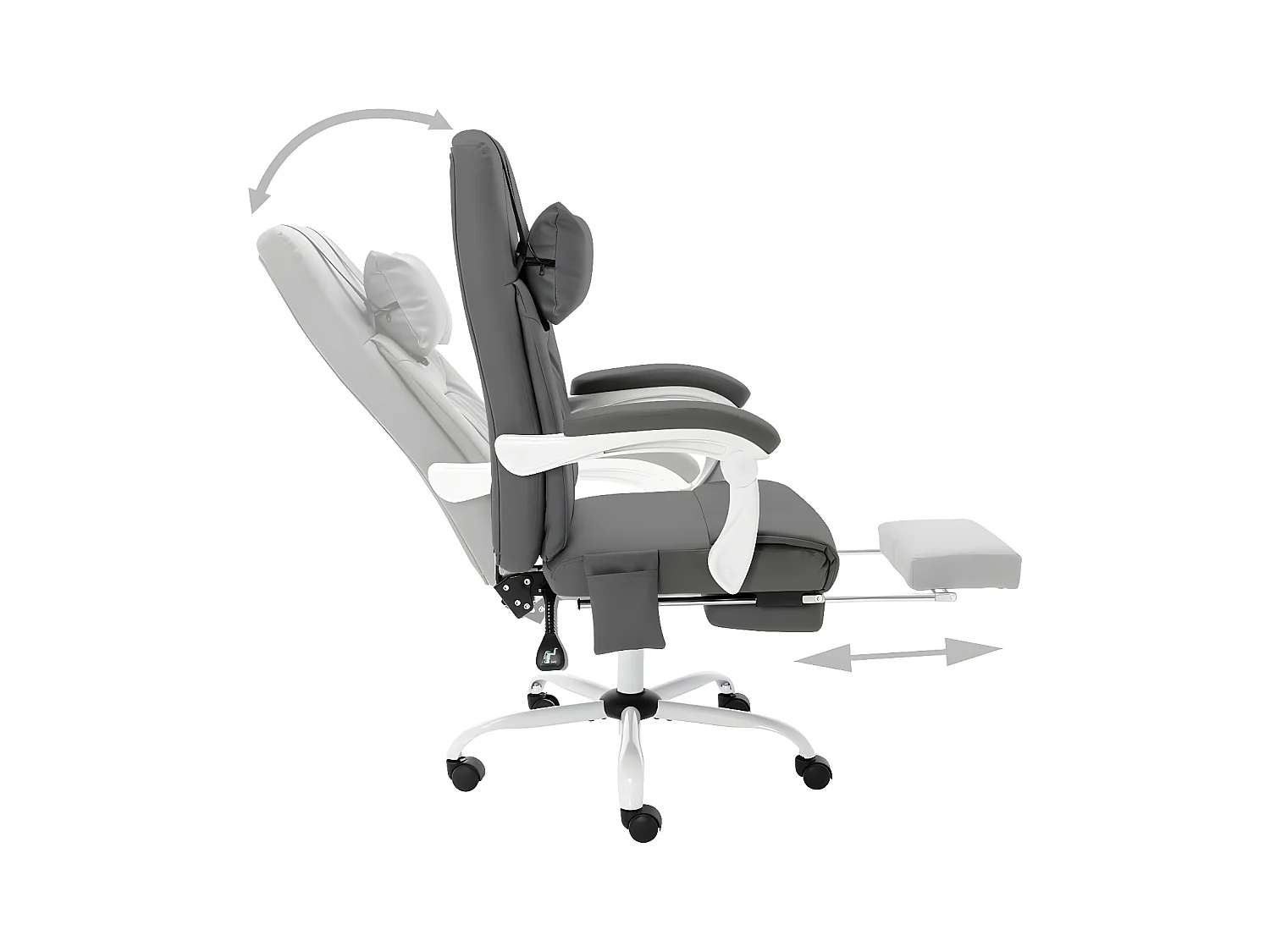 Cadeira escritório c/ função massagem couro artificial cinzento