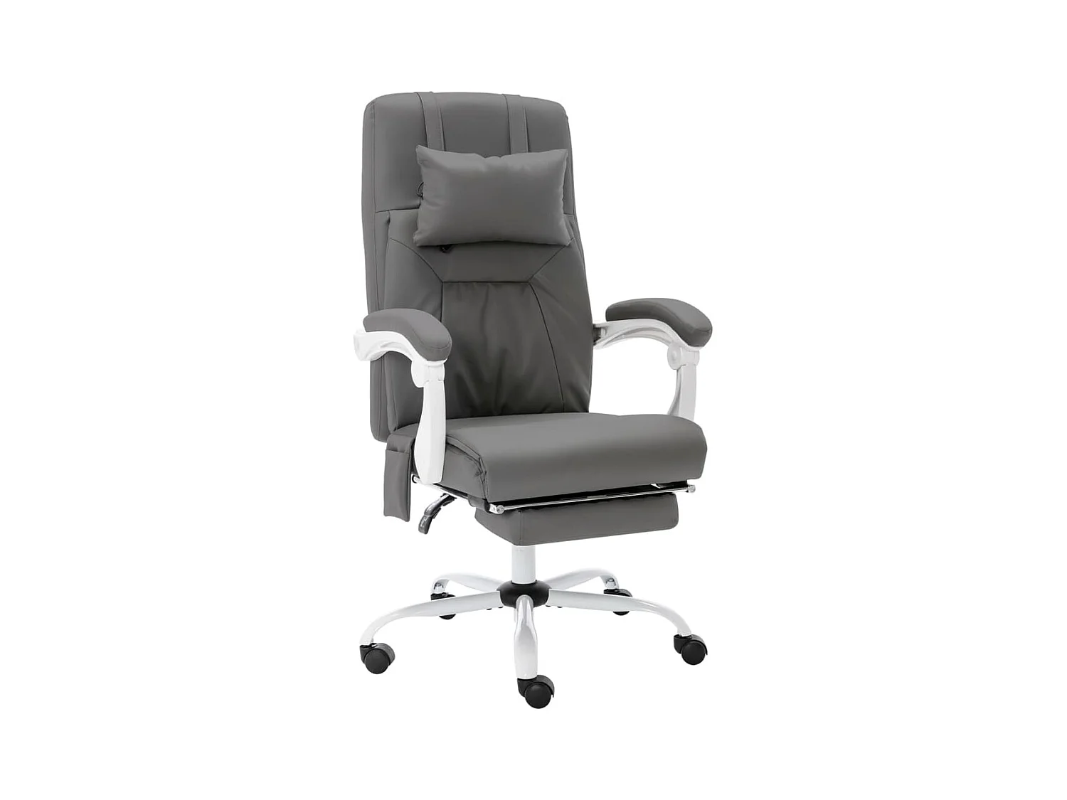Cadeira escritório c/ função massagem couro artificial cinzento