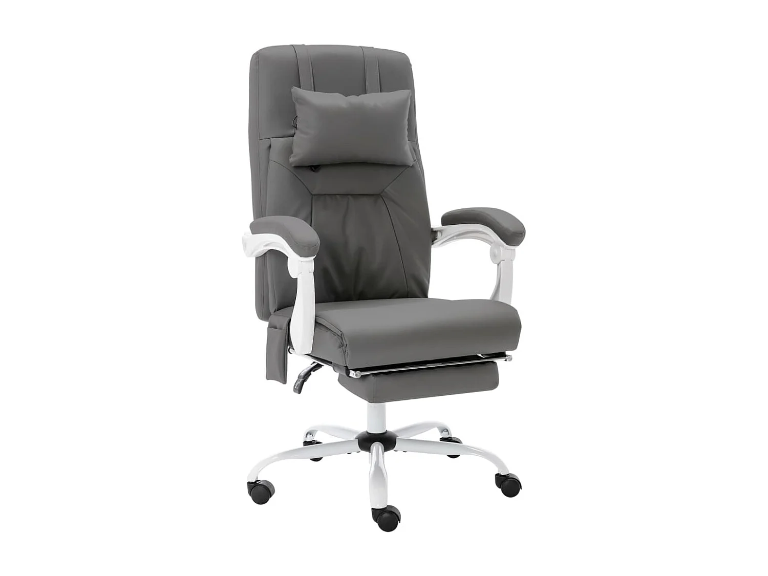Cadeira escritório c/ função massagem couro artificial cinzento