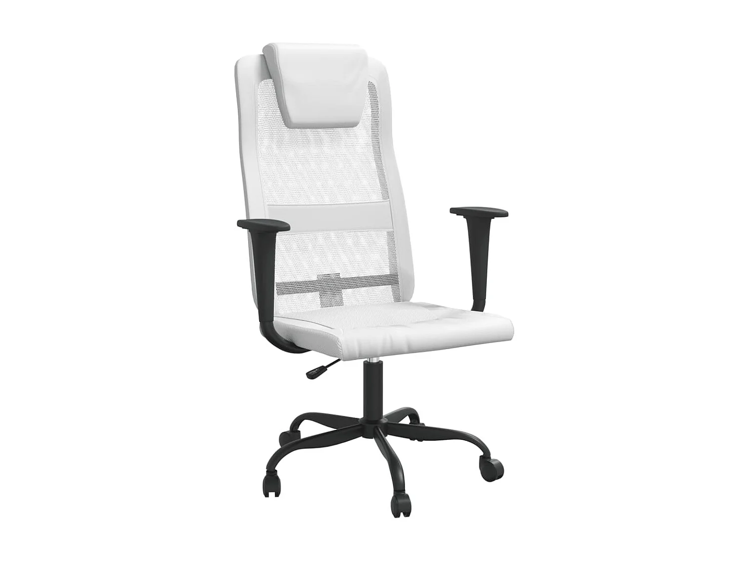 Kantoorstoel verstelbare hoogte mesh en kunstleer wit