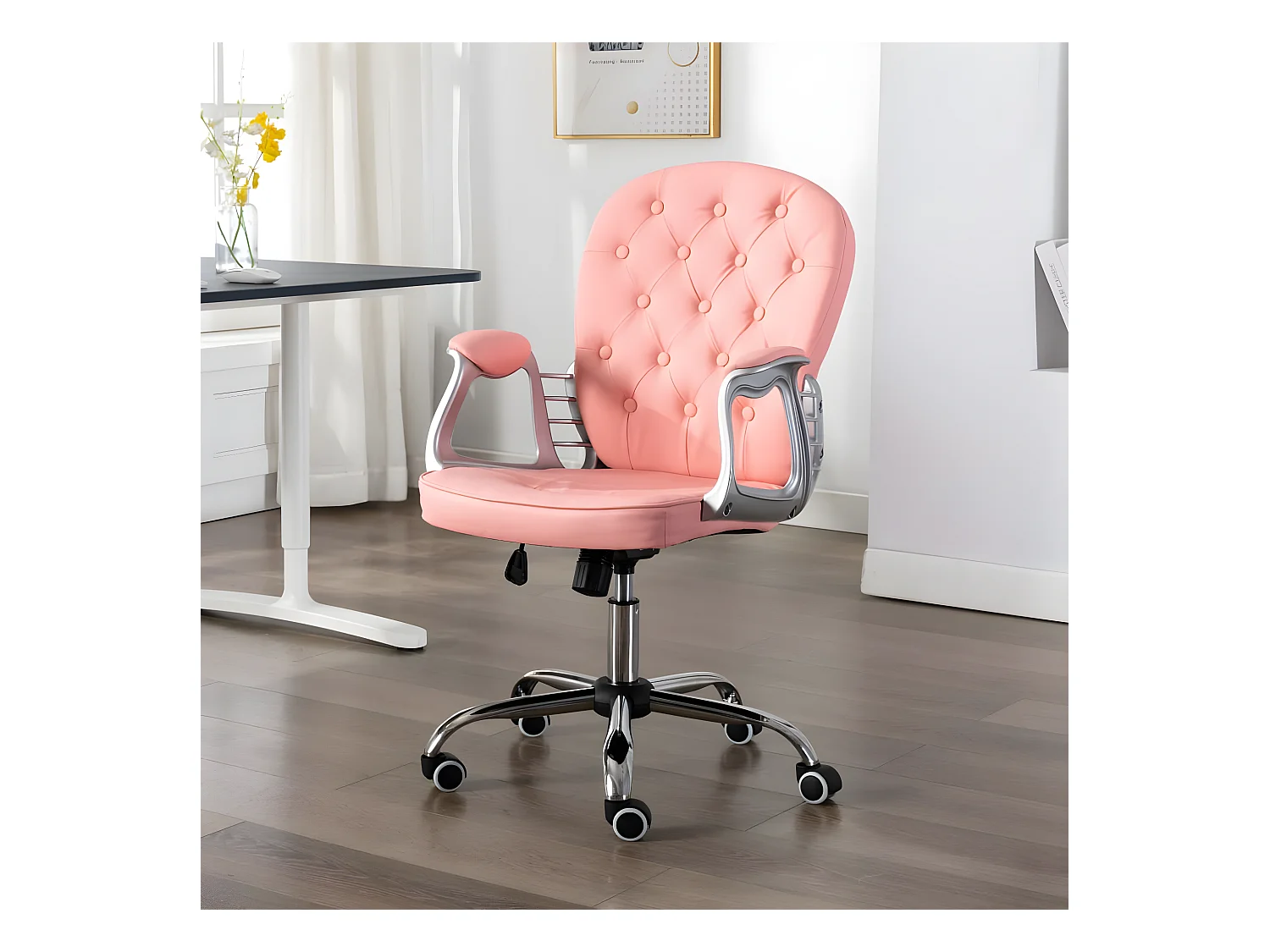 Chaise de bureau pivotante Rose Similicuir