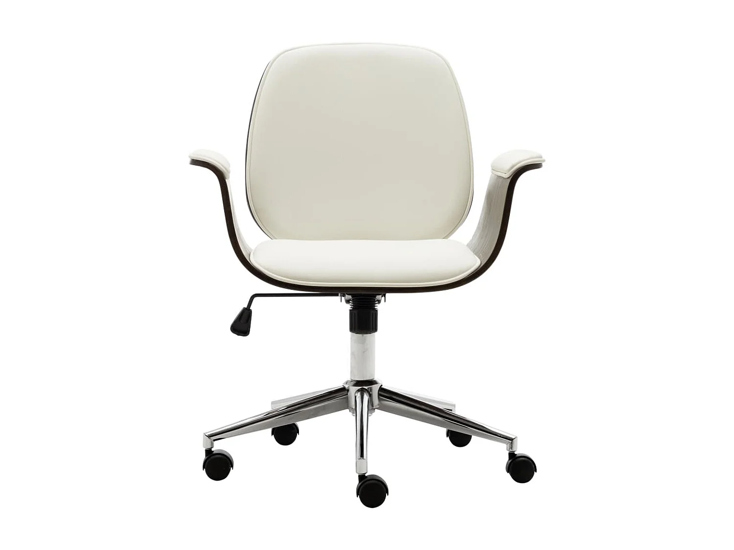 Silla de oficina de madera curvada y cuero sintético blanco