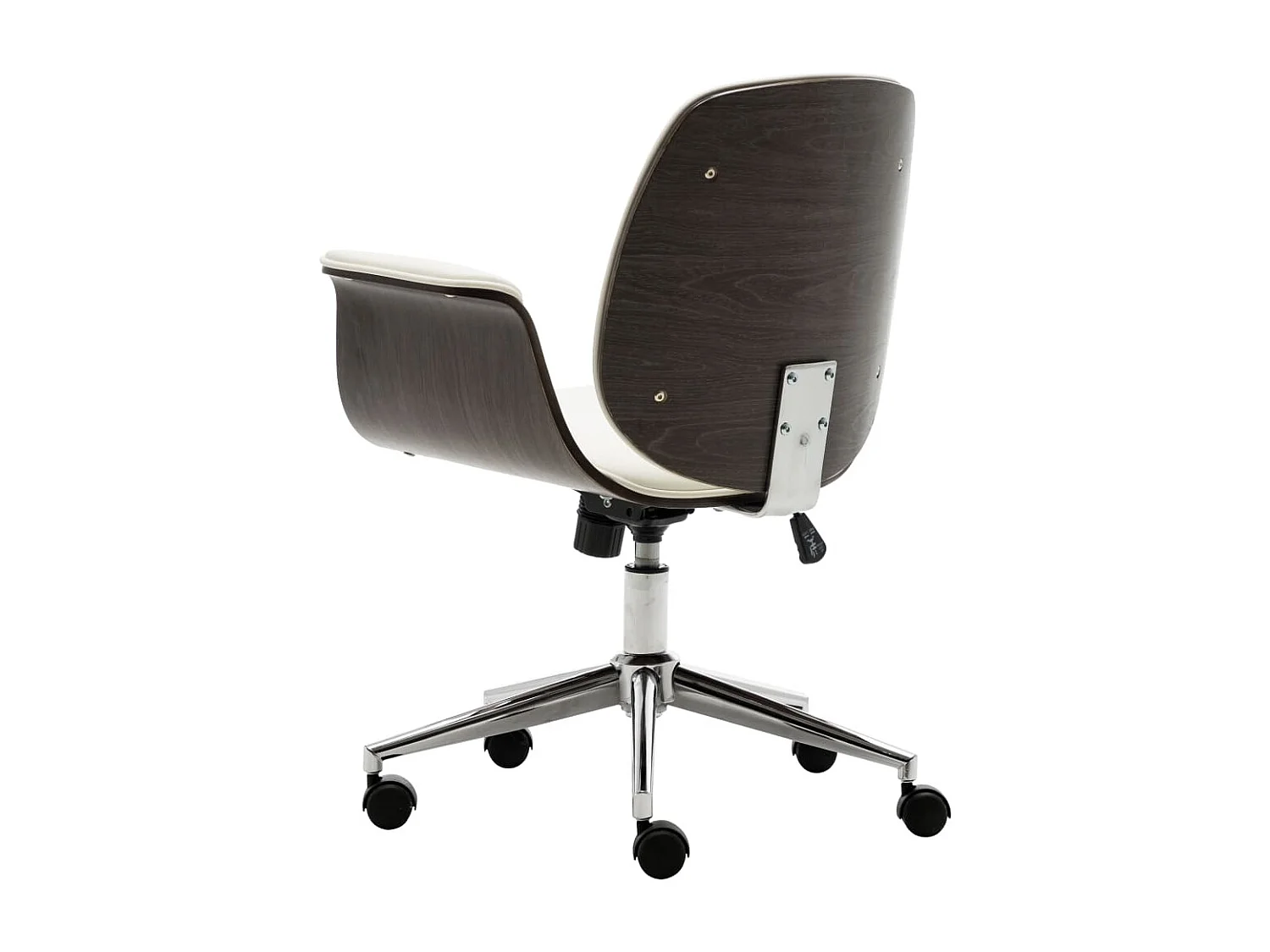 Silla de oficina de madera curvada y cuero sintético blanco