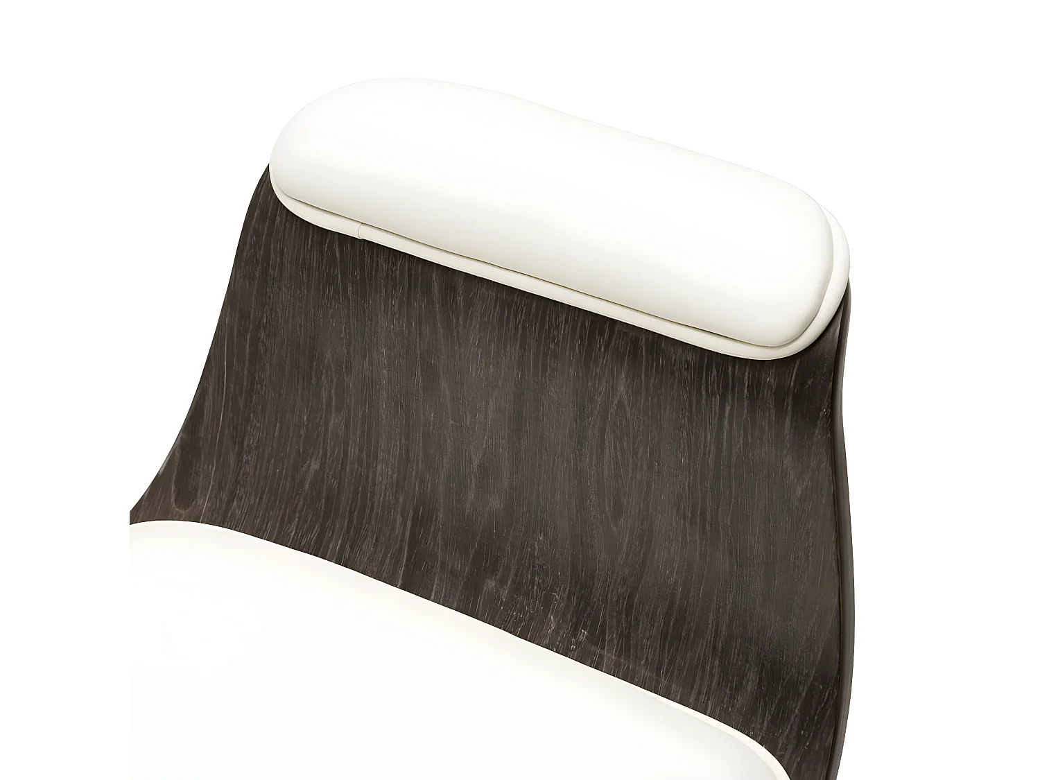 Silla de oficina de madera curvada y cuero sintético blanco