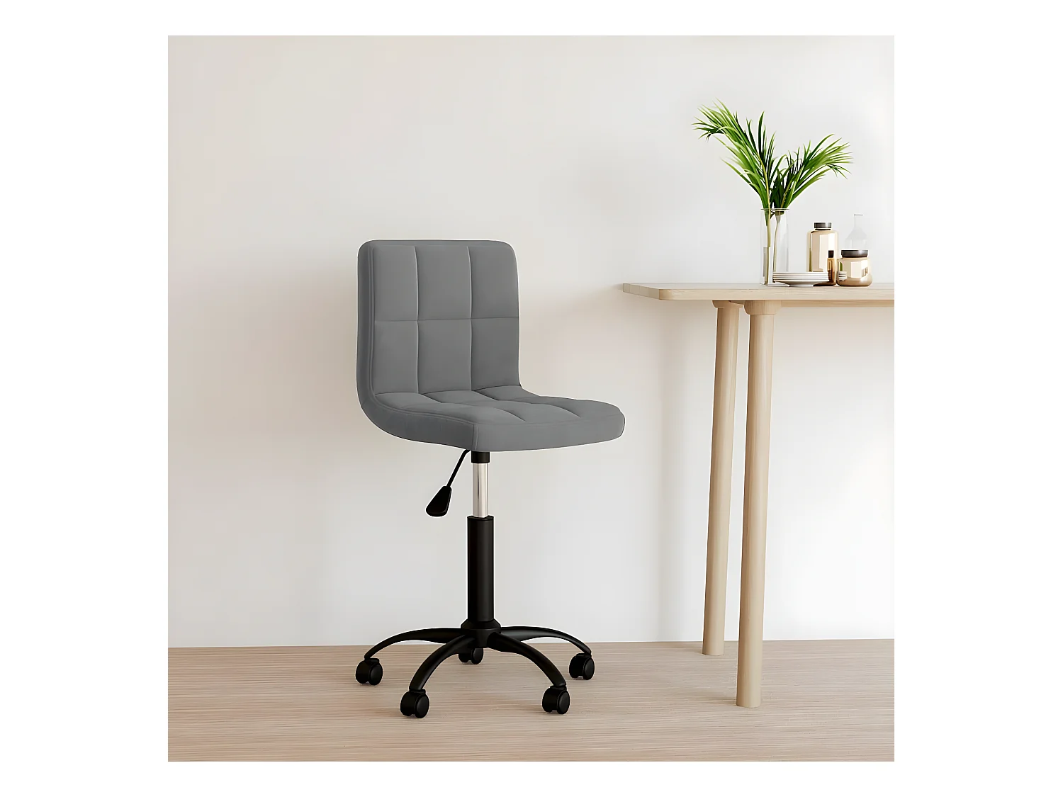 Chaise pivotante de bureau Gris foncé Velours