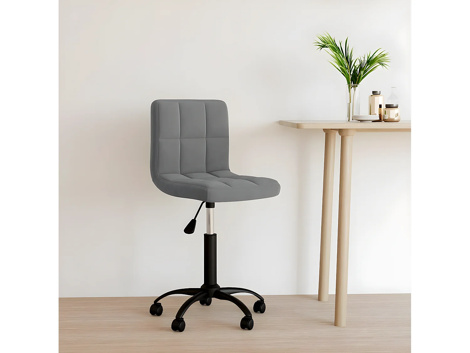 Chaise pivotante de bureau Gris foncé Velours