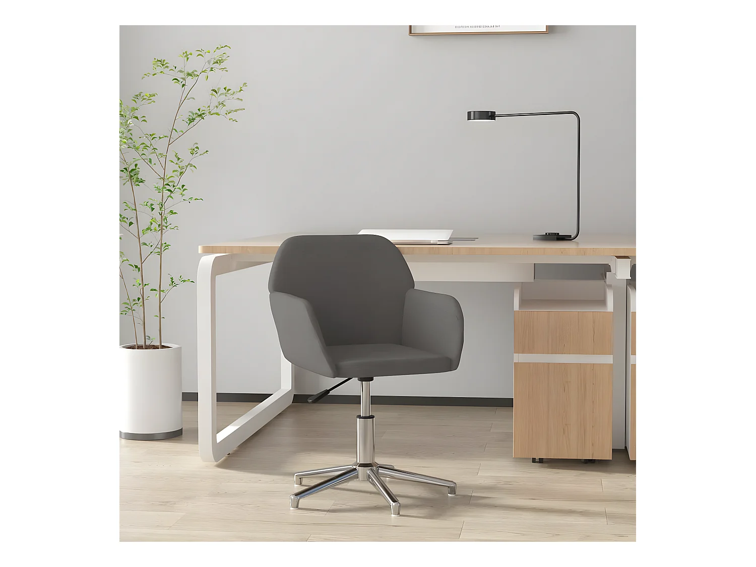 Chaise pivotante de bureau Gris clair Tissu