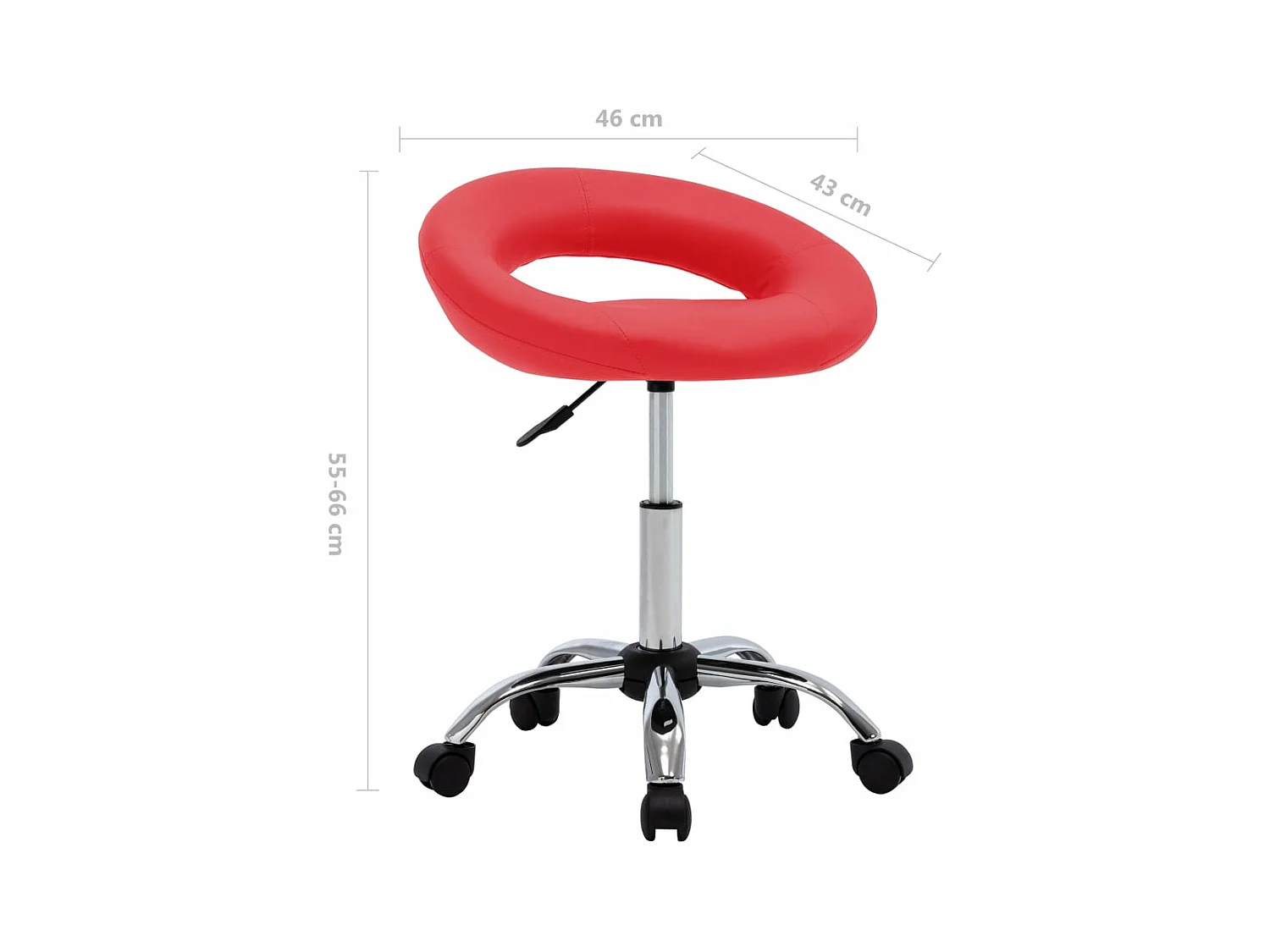 Chaise de travail roulante Rouge Similicuir