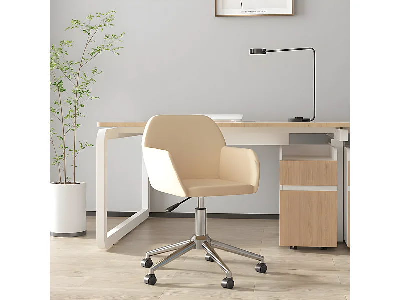 Silla de oficina giratoria tela color crema