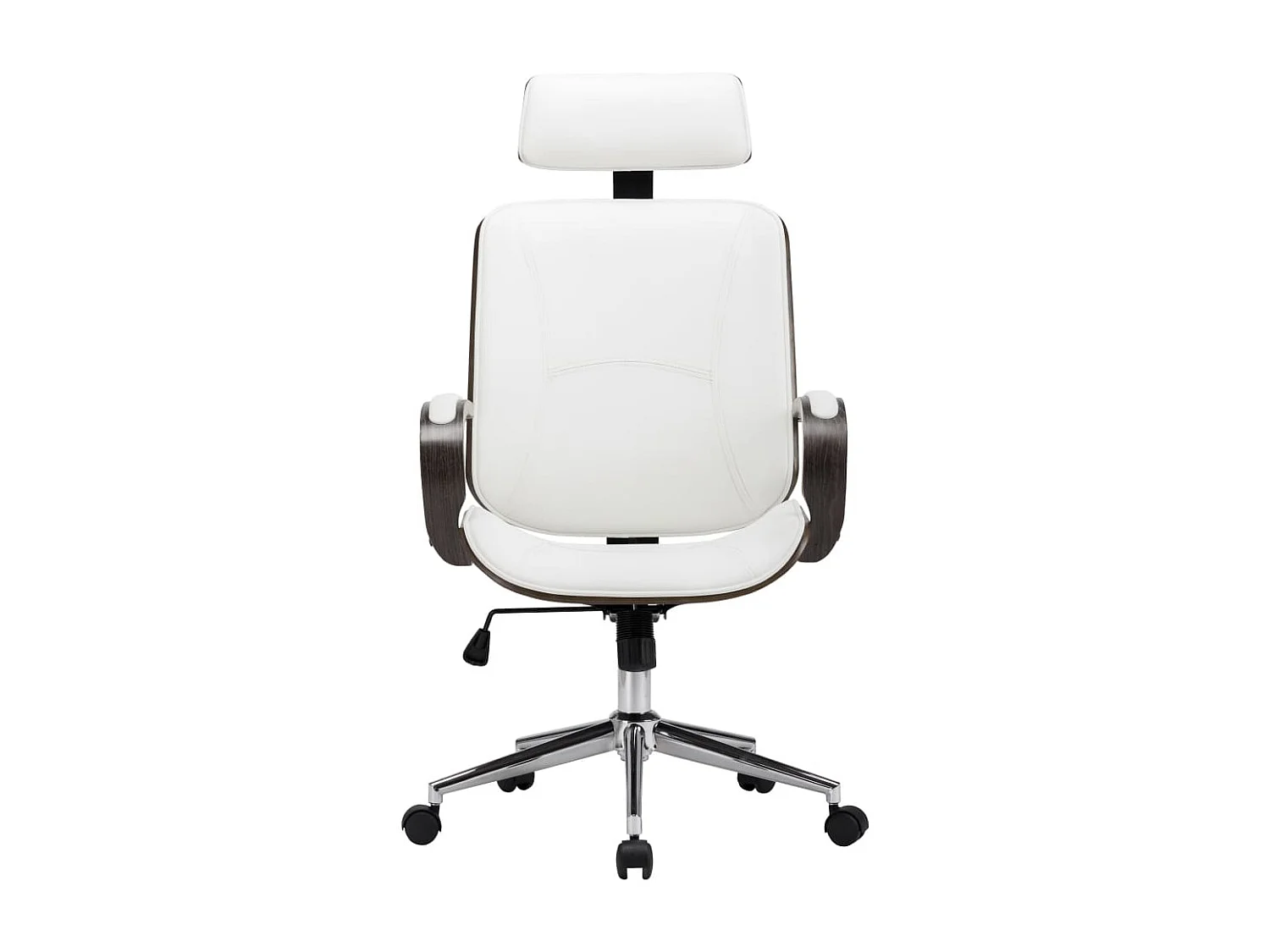 Silla oficina con reposacabezas cuero sintético madera blanco