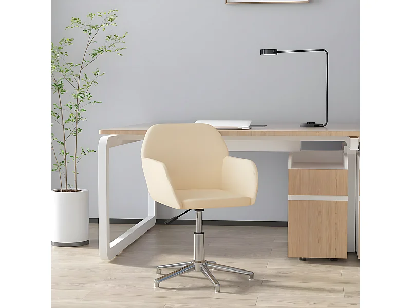 Chaise pivotante de bureau Crème Tissu