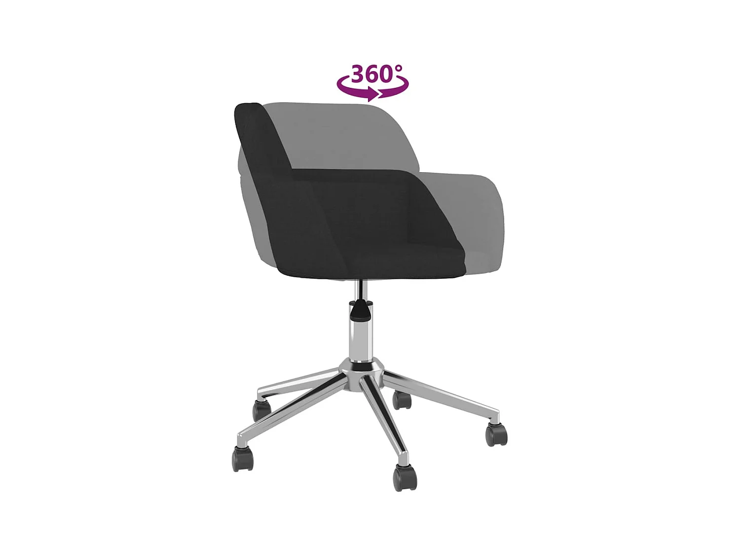 Chaise pivotante de bureau Noir Tissu