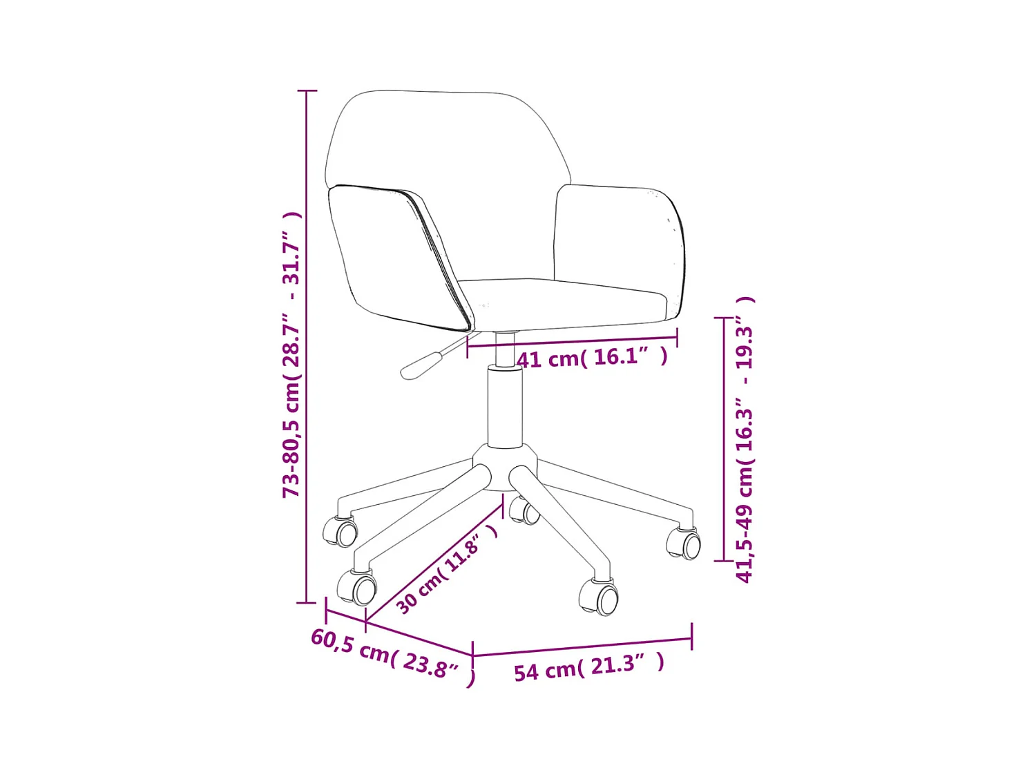 Chaise pivotante de bureau Noir Tissu