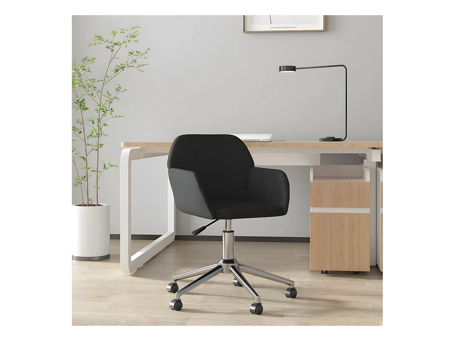 Chaise pivotante de bureau Noir Tissu