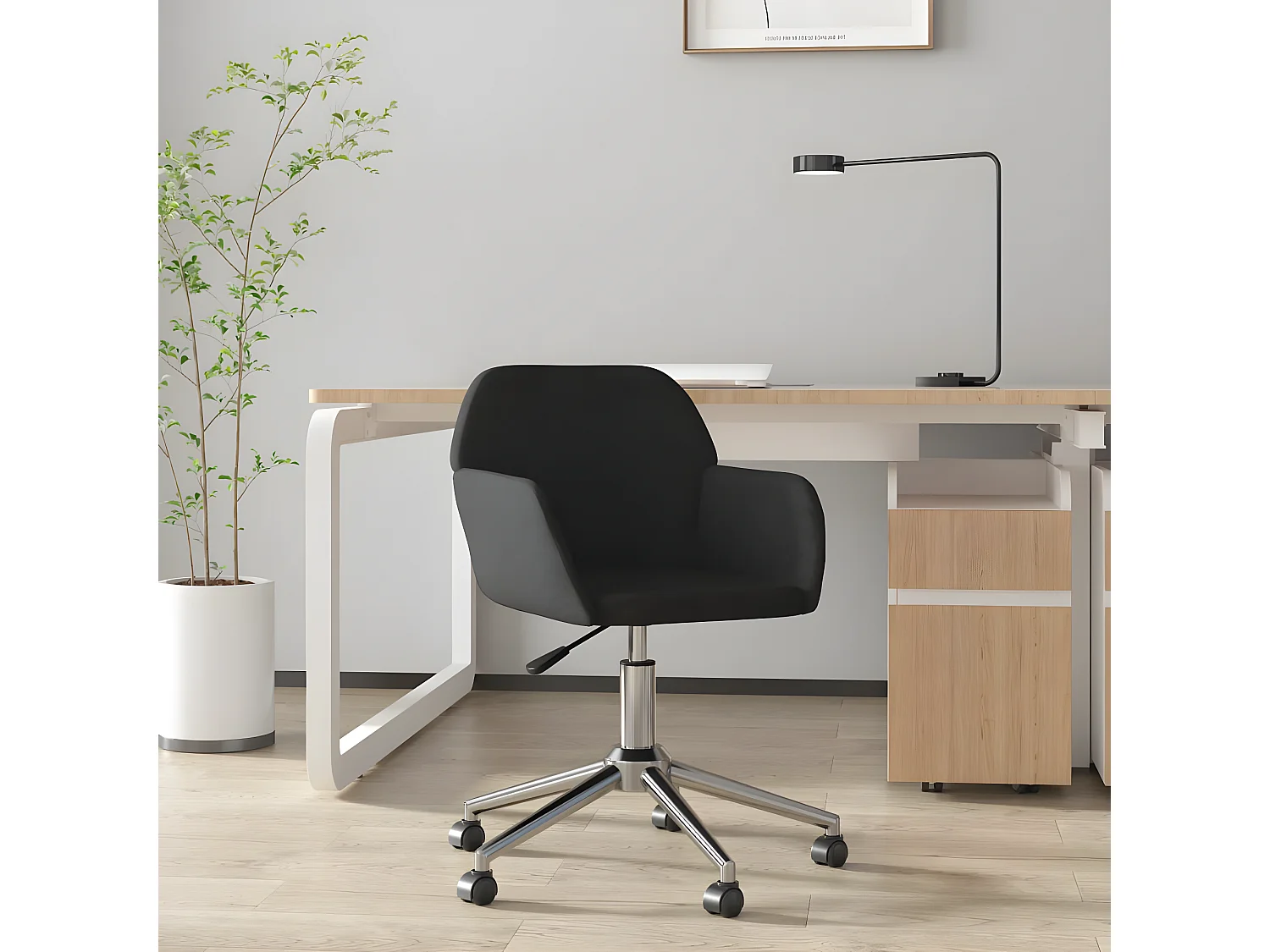 Chaise pivotante de bureau Noir Tissu