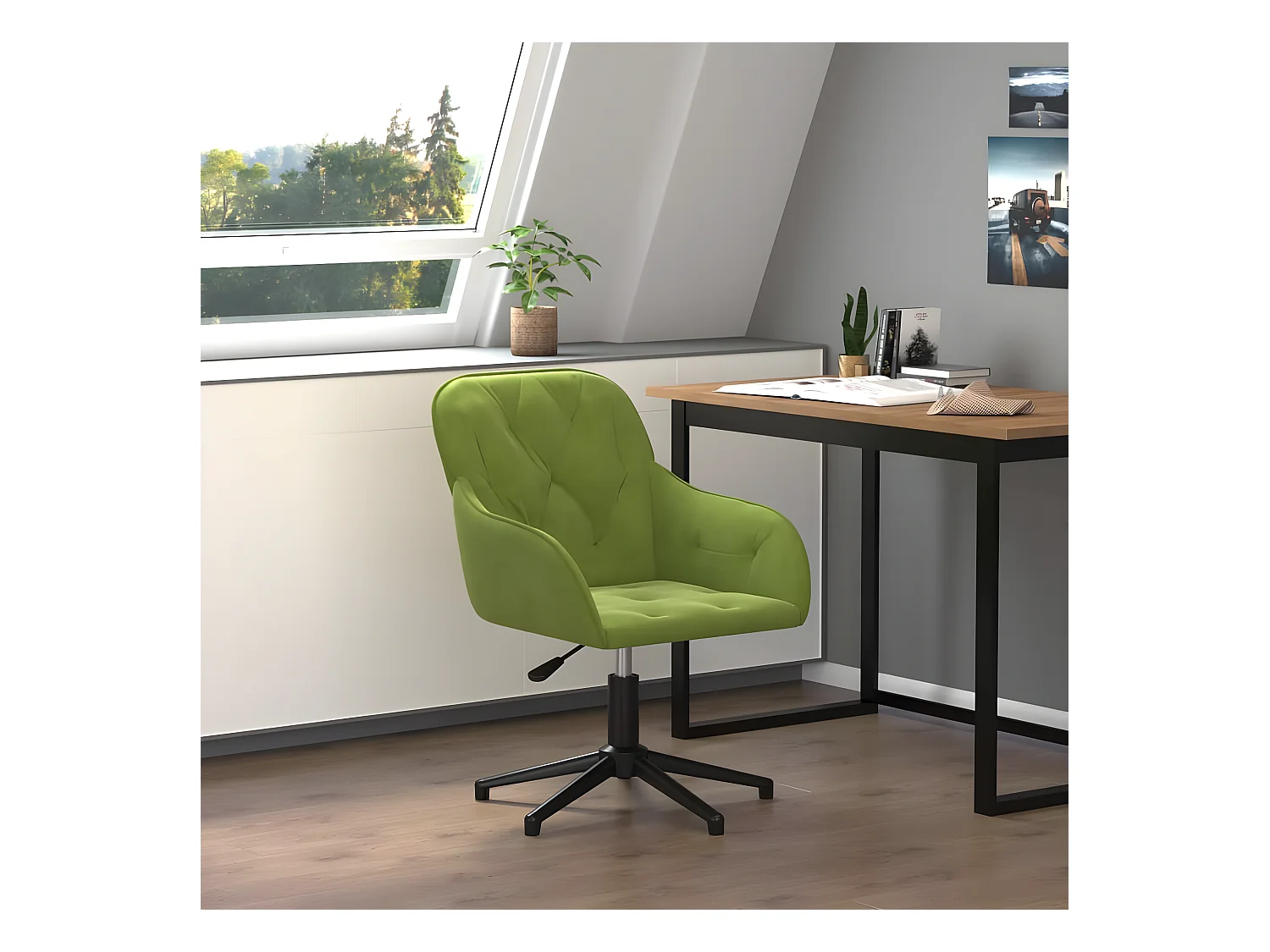 Chaise pivotante de bureau Vert clair Velours