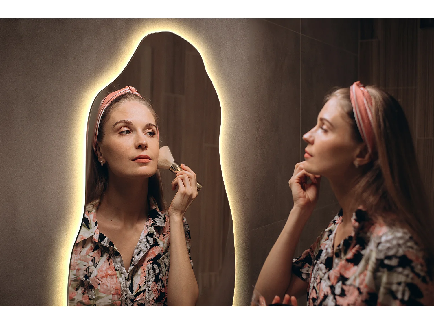 Miroir mural LED original unique premium pour maquillage et visage 45 cm x 90 cm - lumière chaude