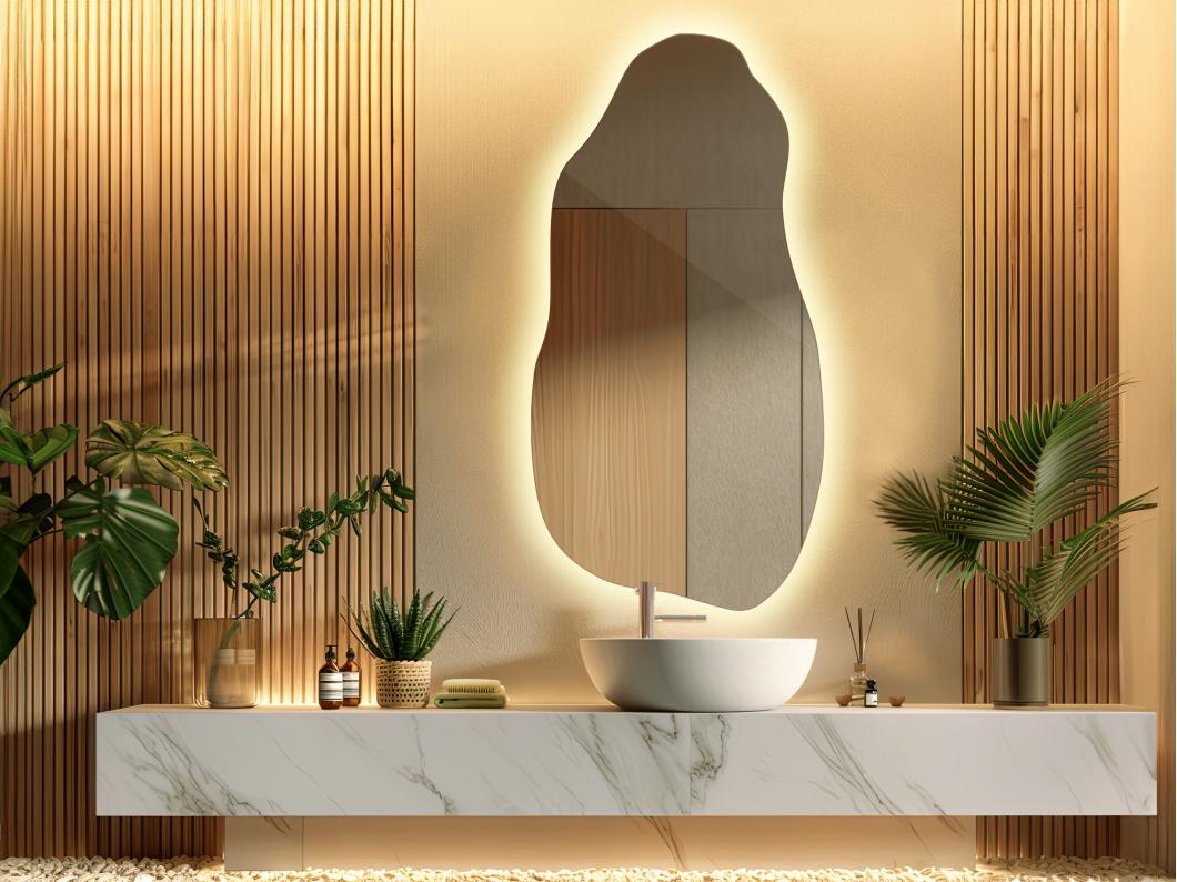 Originele unieke premium LED-wandspiegel voor make-up en gezicht 45 cm x 90 cm - warm licht